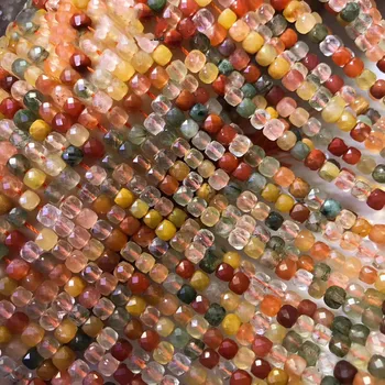 Multicolor Rutilated Quartz voľné korálky námestie tvárou 4.5-5mm pre KUTILOV, šperky, takže FPPJ veľkoobchod korálky prírody klenot kameň