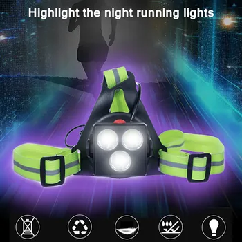Chôdza Noc Jogging Hrudníka Lampa Nepremokavé Vonkajšie Športové svietenie LED Nočné Beží Baterka Výstražné Svetlá USB Nabíjanie