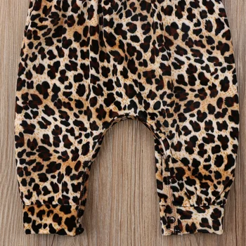 Roztomilý Novonarodené Dievčatká Leopard Vesta Romper Jumpsuit Hárem Nohavice, Oblečenie Oblečenie