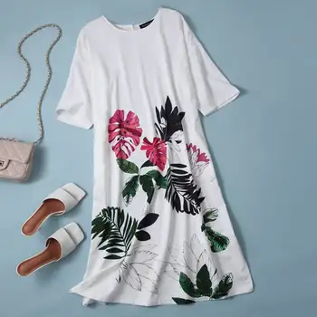 Celmia Vintage Šaty Plus Veľkosť Kvetinový Tlač Dovolenku Šaty dámske Letné Sundress Módne 3/4 Rukáv Príležitostné Voľné Pláže Vestidos