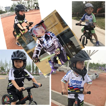 2020 Priedušný Rýchloschnúci Detský Cyklistický Dres Nastaviť Šortky Deti Geometrické Vzory Cyklistické Oblečenie Chlapci V Lete Požičovňa Nosenie