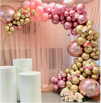 134pc Chrome Gold Rose Pastelovo Dieťa Ružové Balóny Garland Arch Auta 4D Rose Balón Pre Narodeniny, Svadby Baby Sprcha Party Decor
