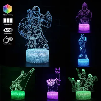 Fortnite LED Nočné Svetlo 3D Ilúziu, stolná Lampa, Diaľkové Ovládanie Farebné Osvetlenie Spálne Dekorácie Anime Hračky Dieťa Darček