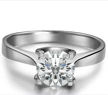 Pevné Platinum PT950 Krúžok 1CT Diamantové Prstene Pre Ženy Zapojenie Sľub Šperky D Biela Farba Zlata Birthdy Darček Pre Dievča