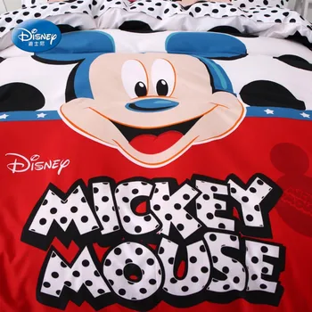 Mickey Mouse Cumlík Perinu Nastaviť Čierne Bodky posteľná bielizeň Nastaviť pre Deti Spálňa Decor Posteľná Bielizeň