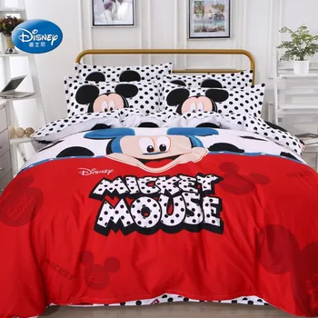 Mickey Mouse Cumlík Perinu Nastaviť Čierne Bodky posteľná bielizeň Nastaviť pre Deti Spálňa Decor Posteľná Bielizeň