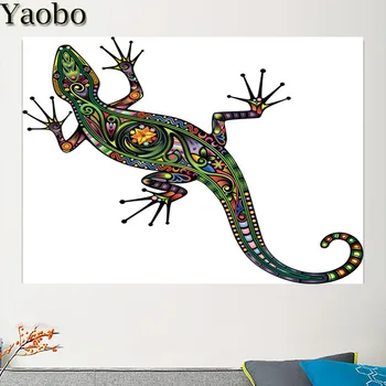 Diamond Výšivky Farba Lizard zvierat Obrázok Domáce Dekorácie 5D Diamond Maľovanie gecko Kamienkami Plný Vrták Námestie kolo