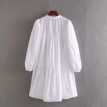 2020 Jar Leto Nový Štýl Európskej Duté Embroided žena biele Šaty zaraing-štýl za vadiming sheining ženy šaty