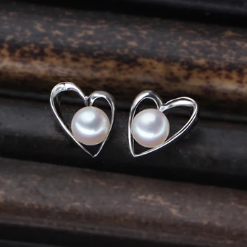 Móda Sladkovodné white pearl náušnice Malé čerstvé láska stud Náušnice pre ženu Svadobné Šperky klasické Jednoduché Pearl Šperky