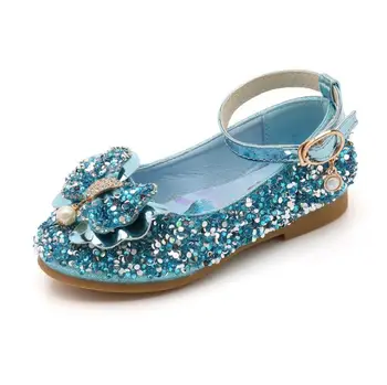 Disney Princezná Crystal obuv Pre Baby Dievčatá Ploché Päty Strán, Svadby Elsa Topánky Flitrami Motýľ Pearl Mrazené Deti Topánky