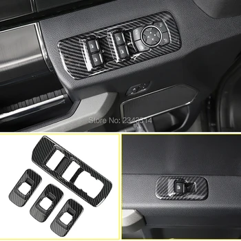 Dvere auta Opierkou Panel Kryt okenného Skla Výťah Prepnúť Tlačidlo Trim Pre Ford Raptor F150 2017-2020 ABS Uhlíkových Vlákien Príslušenstvo