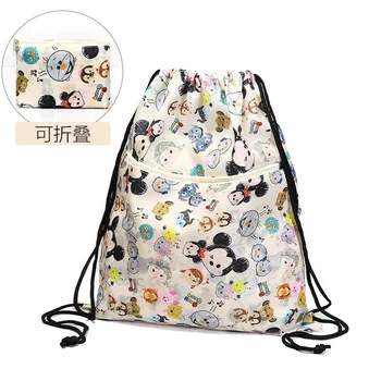 Disney karikatúry deti batohy taška na plienky nepremokavé Mickey tlač šnúrkou batoh skladacie prenosná cestovná taška