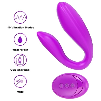 IKOKY Klitorisu Vibrátory sexuálnu Hračku Pre Ženy Bezdrôtový RC Dual Motorových G-Spot Vibrátor Silikónové Stimulátor U Shape 10 Frekvencia