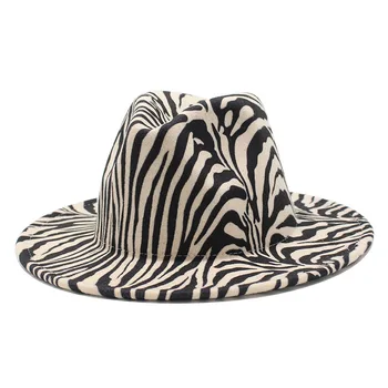 2020 zimné fedora čiapky pre ženy móda Plochý široký Okraj vlnená Plsť Jazz čiapky mužov Leopard goth top svadobný Klobúk