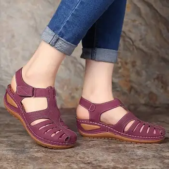 2020 Ženy Gladiator Sandále, Topánky Pravej Kože Duté Ploché Sandále Dámske Bežné Mäkké Dno Letné Topánky Ženy Pláži Sandál