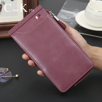 Nové pánske a dámske dlhé peňaženky bežné retro móda olej, vosk kožené 26 card multi-funkčné karty taška peňaženky