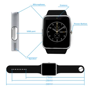 GT08 Smartwatch Podporu Sim TF Karty, Bluetooth Pripojenie Telefónu Android Smart Hodinky S Kamerou PK Y1 Pre Apple Hodinky Muži Ženy