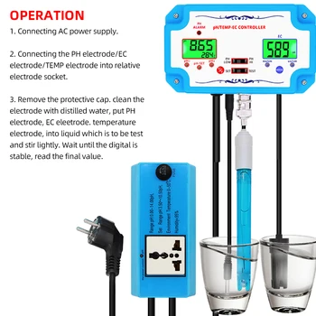 PH-2823 3 v 1 pH/TEMP/ES Regulátor pH Vody Kvality Detektor Relé Konektor Repleaceable Elektródy BNC Typ Sondy Voda Tester