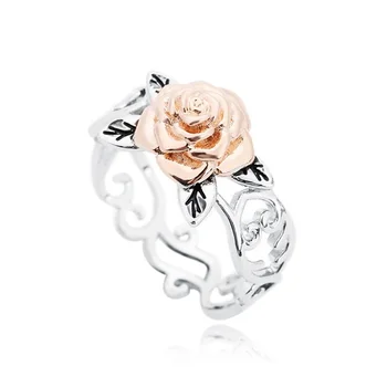 OMHXZJ Veľkoobchod Európskej Módy Žena, Dievča Strany Svadobný Dar Duté Rose 925 Sterling Silver 14KT Rose Gold Ring RR419