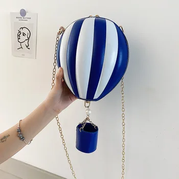 Ženy Tašky Horúceho Vzduchu Ballon Osobnosti Zábavné Kabelky Tvorivé Reťazca Tašky Cez Rameno, Kruhovitého Telo Messenger Taška Kreslených