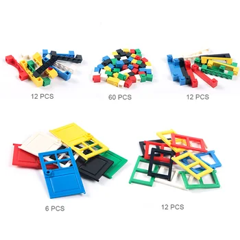 102pcs Dvere & Okno, Murované DIY Dom Stavebné kamene, Tehly Hračky Mesto Architekt Pre Dieťa Vzdelávacie kompatibilné s Lego