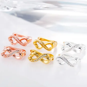 SIPENGJEL Trendy Kubický Zirkón Zlato Infinity Stud Náušnice Jednoduché Šťastné Číslo Náušnice Pre Ženy kórejský Štýl Geometrické Šperky