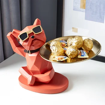 Kreatívne Roztomilý Cool Cat Dog Úložný Stojan Živice Candy Matica Kľúča Vozidla Snack Kontajner Chlapci Miestnosti Dekorácie Úložný Box Office Skladovanie