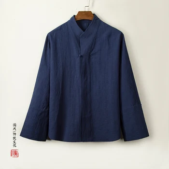 Tang štýl Čínsky Hanfu muţi a ţeny bavlnená posteľná bielizeň kabát tenké jar a na jeseň outwear