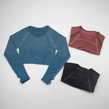 2020 Nové Geo Bezšvíkové Jogy Tričko Dlhý Rukáv Plodín Top Ženy, Športové Fitness Oblečenie Telocvičňa T Shirt Cvičenie Topy S Palcom Otvory