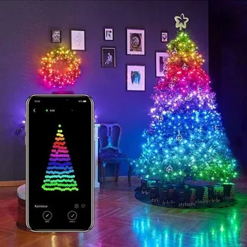 40# Vianoce, Nový Rok Riad Bluetooth Svetlo String Mobile Phone Medený Drôt Svetlo String Diaľkové Ovládanie Новый Год 2021