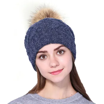 Xthree Hot predaj polyester pletené čiapočku spp s umelú kožušinu pom pom zimné čiapky pre ženy vonkajšie pop lyžiarske čiapky lacné klobúk
