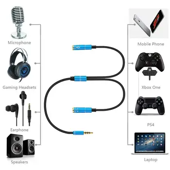 Headset Adapter Splitter 3,5 mm Jack Kábel s Samostatný Mikrofón a Audio výstup pre Slúchadlá Konektor pre PC/Smartphone, MP3 Audio Káble