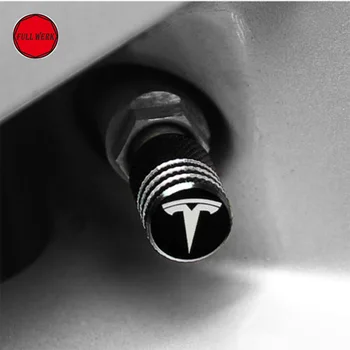 Alu Zliatiny Chrome Auto Kolies, Pneumatík Ventil Spp Kryt s Tesla Logo pre Tesla Model S Modelom X Vonkajšie Príslušenstvo Sada 4 ks