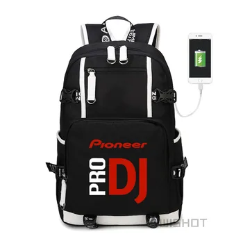 WISHOT Pioneer DJ PRO Batoh Rameno travel Školské tašky pre tínedžerov s USB Nabíjanie Notebook Tašky
