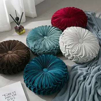 Najnovšie Bytový Textil Velvet Skladaný Kolo Farbou Vankúš Pouf Hodiť Domov Mäkký Vankúš