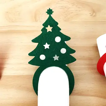 12pcs Vianočné Krúžky na obrúsky Roztomilý Obrúsok Pracky Netkaných Obrúsok Držiteľov Jedálenský Stôl Nastavenie pre Neformálne alebo Formálne Príležitosti