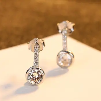 CZCITY Reálne 925 Sterling Silver Stud Náušnice pre Ženy, Svadobné Zapojenie Jemné Šperky Kolo CZ Brincos Bijoux Vianočné Darčeky