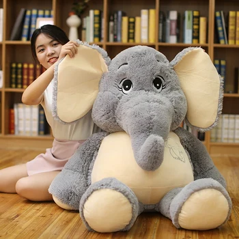 Obrie plyšový Slon hračky Sivá Plnené Veľké zvädnutej uši Dlhé plyšový slon Zvierat hračky pre Deti Vianočný darček pre Deti
