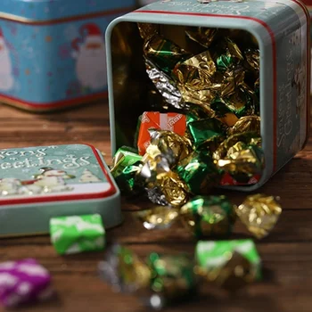 Vianočné námestie tin box santa claus snehuliak cookie candy prípade vianočný darček cookie úložný box darček pre deti candy box 1PC