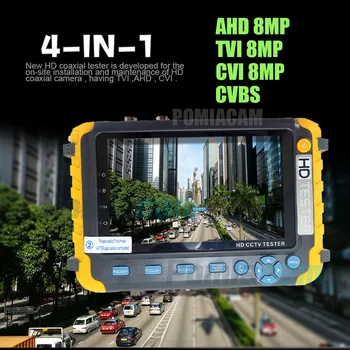8MP CCTV Monitor fotoaparátu 5 Palcový Displej monitor Audio Testovanie 8MP TVI AHD CVI CCTV kamery Tester PTZ Kamery Zabezpečenia Tester