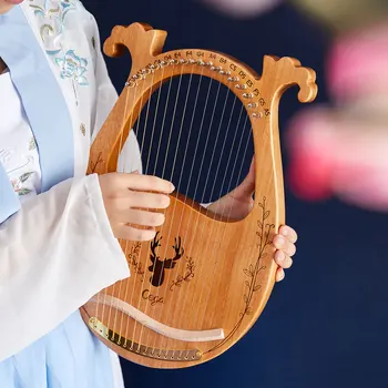 Lýra Harfa 16-String Harfa Drevené Rezonancie Box a Silné Oceľové Struny s 3ks Vyberá Ladenie Kľúča Dobrú Hudbu Darček