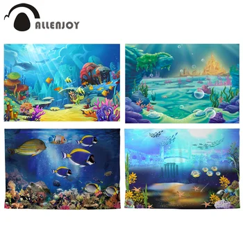 Allenjoy fotografie pozadie pod morom narodeniny tropické ryby party dekorácie pozadí banner foto záclony