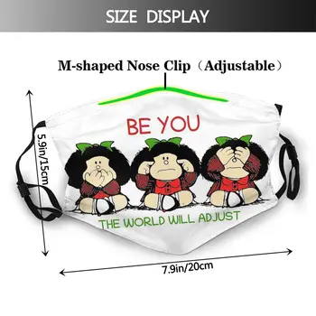Triple Mafalda Cartoon Non Jednorazové Vytlačené Úst Tvár Masku s filtrom Proti Vetru, Prachu Dôkaz Strmeň ochranný Kryt Utlmiť