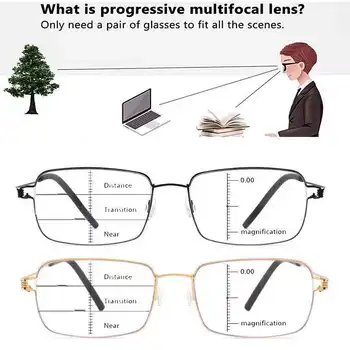 Ultra ľahké móde inteligentný zoom progresívna multifokálna okuliare, v strednom veku a starších mužov a žien, čítanie do