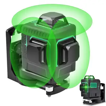 3D 12Lines Zelený Laser Úroveň Self-Vyrovnanie 360 Horizontálne A Vertikálne Kríž Super Silný Zelený Laserový Lúč Line Merací Nástroj