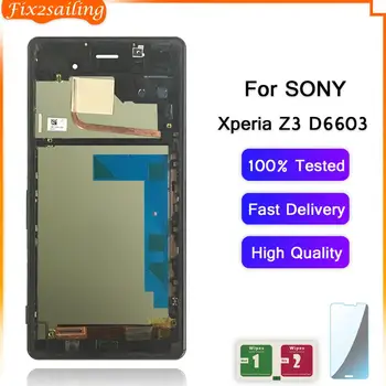 Testované LCD Displej Dotykový Displej Digitalizátorom. Montáž Nahradenie Rám Pre Sony Xperia Z3 D6603 D6633 D6643 D6653