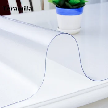 Teramila Transparentné 1,5 mm, Mäkké Sklo obrus Nepremokavé Oilproof PVC tkaniny Kuchyňa Jedálenský Obdĺžnikový Stôl Kryt Mat