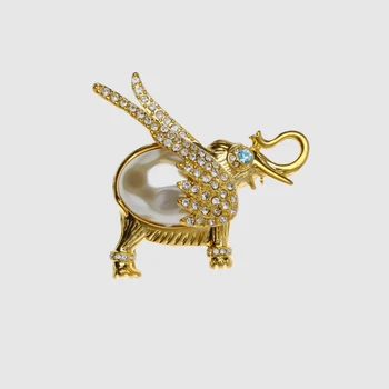 Amorita boutique Krásne Simulované-pearl lietajúci slon brošňa