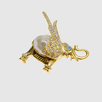 Amorita boutique Krásne Simulované-pearl lietajúci slon brošňa