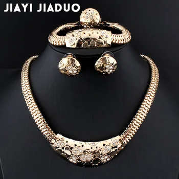 Jiayijiaduo Svadobné Jemné Šperky Afriky Bižutérie Nastaviť Zlatá farba Svadobné Šperky Sady Strana Earing A Náhrdelníky Sady